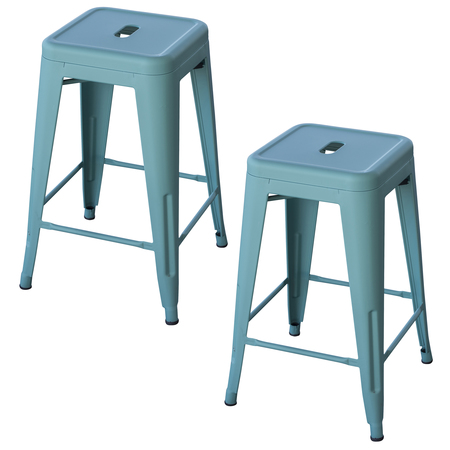 AMERIHOME Loft Teal 24" Metal Bar Stool, PK2 BS24T